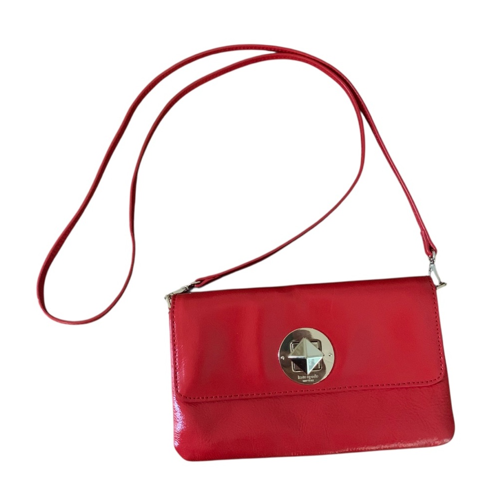 Kate Spade Red Fanfare Missy Patent Leather Clutch Crossbody Bag